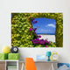 Natural Window With Petunias Wall Mural