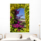 Window Covered With Ivy and Petunia Flowers Wall Mural