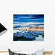 Blue fishing boats on an ocean coast in Essaouira, Morocco Wall Mural