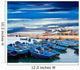 Blue fishing boats on an ocean coast in Essaouira, Morocco Wall Mural