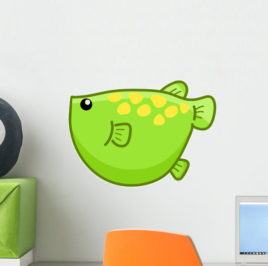 Green Fish Cute Cartoon Wall Decal