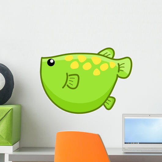 Green Fish Cute Cartoon Wall Decal