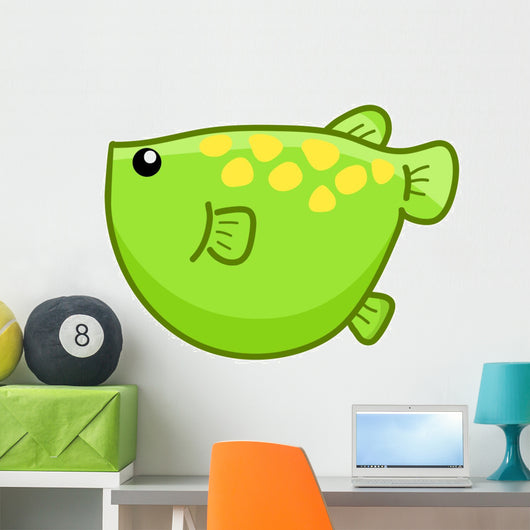 Green Fish Cute Cartoon Wall Decal