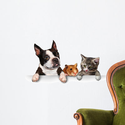 Pets Sign Wall Decal shown on a wall