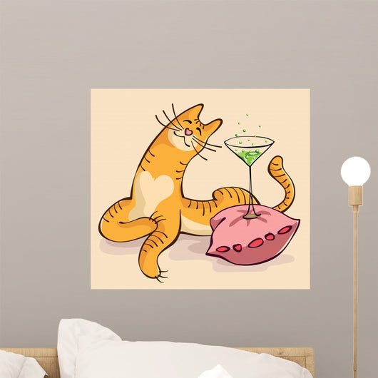 Cat with Glass Wall Mural