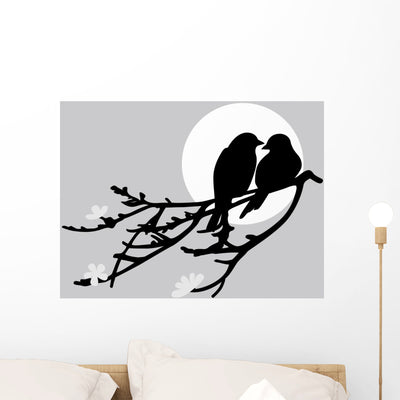 Two Birds Wall Decal shown on a wall