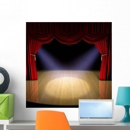 Theatre stage with red curtain Wall Mural