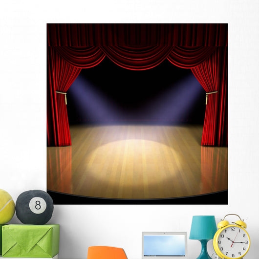 Theatre stage with red curtain Wall Mural