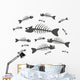 Black and White Fish Skeletons Wall Decal