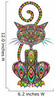 Cat Psychedelic Art Design-Gatto Psichedelico-Vector Wall Decal