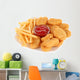 Fried chicken nuggets with french fries and sauce isolated Wall Decal
