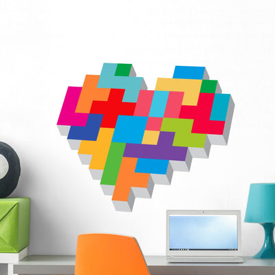 Tetris Gamer Girl Wall Decal shown on a wall