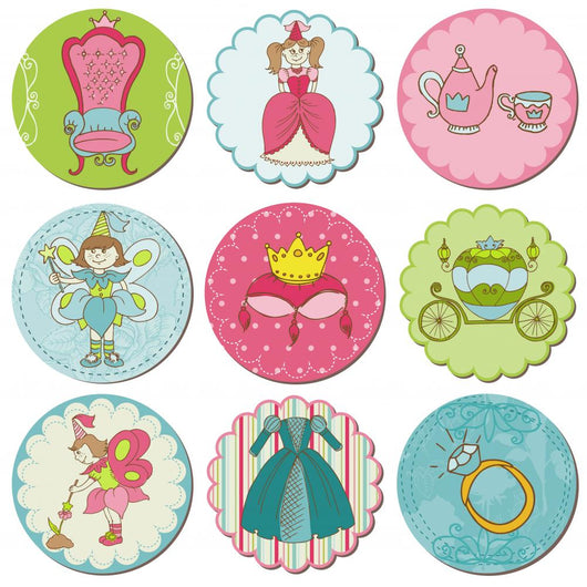 Scrapbook Design Elements - Tags with Princess Elements Wall Decal
