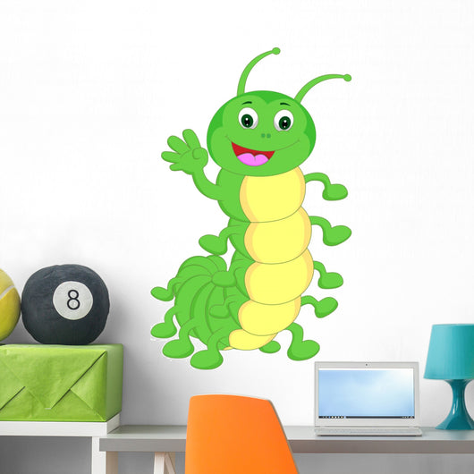 Cute Caterpillar Waving Cartoon Wall Decal