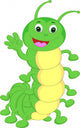 Cute Caterpillar Waving Cartoon Wall Decal