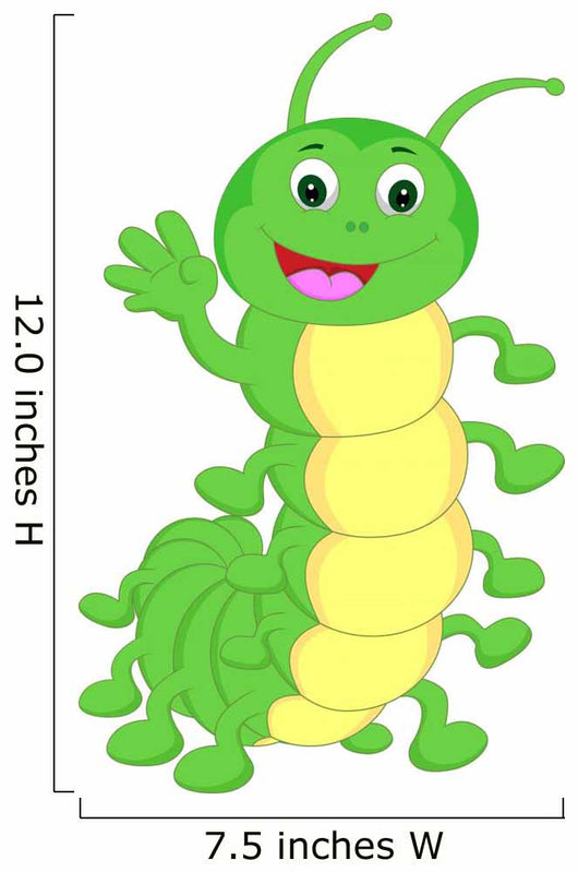 Cute Caterpillar Waving Cartoon Wall Decal