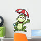 Vector illustration of Frog holding umbrella Wall Decal