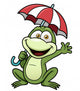 Vector illustration of Frog holding umbrella Wall Decal