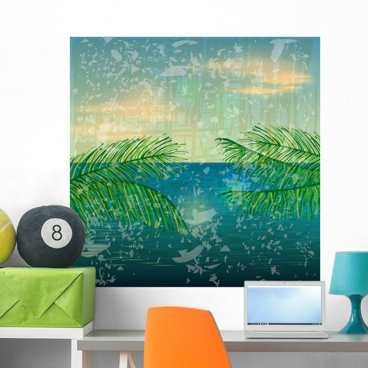 Retro Summer Illustration Wall Mural