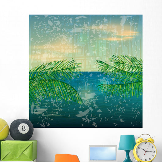 Retro Summer Illustration Wall Mural