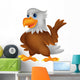 Cute Eagle Cartoon Waving Wall Decal