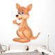 Cute kangaroo cartoon waving hand Wall Decal