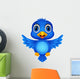 Cute Blue Bird Cartoon Wall Decal