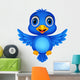 Cute Blue Bird Cartoon Wall Decal
