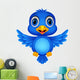 Cute Blue Bird Cartoon Wall Decal