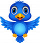 Cute Blue Bird Cartoon Wall Decal