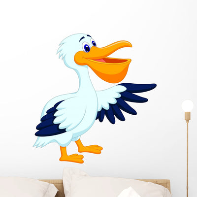 Pelican Bird Cartoon Waving shown on a wall
