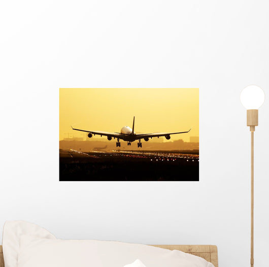 Airplane Sunrise Landing Wall Decal