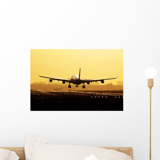 Airplane Sunrise Landing Wall Decal