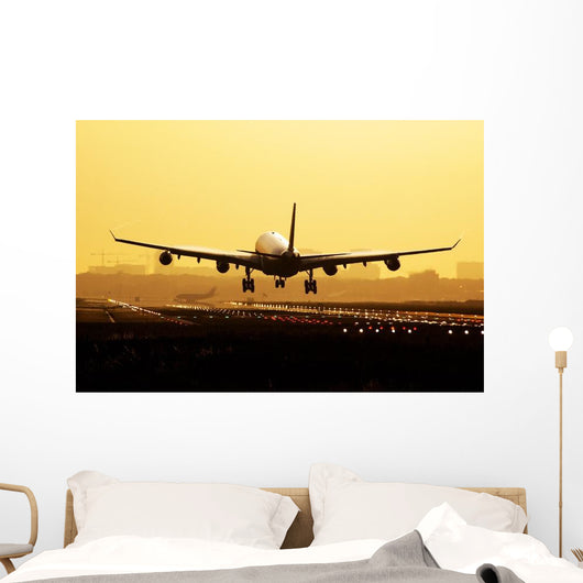 Airplane Sunrise Landing Wall Decal