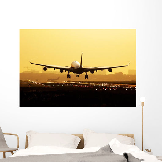 Airplane Sunrise Landing Wall Decal