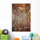 Wooden door decorated with a groove Wall Mural