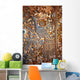 Wooden door decorated with a groove Wall Mural