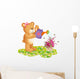 Teddy Bear Watering Flowers Wall Decal