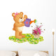 Teddy Bear Watering Flowers Wall Decal