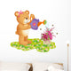 Teddy Bear Watering Flowers Wall Decal