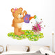 Teddy Bear Watering Flowers Wall Decal