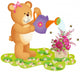 Teddy Bear Watering Flowers Wall Decal