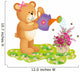 Teddy Bear Watering Flowers Wall Decal