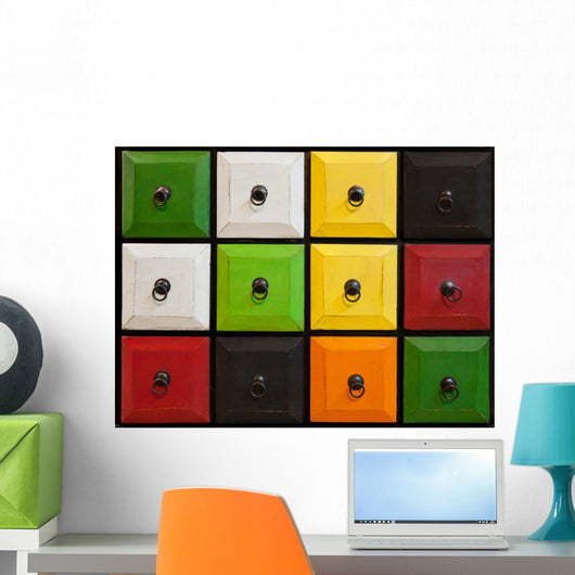 Colorful Closed Drawer Chambers Wall Mural