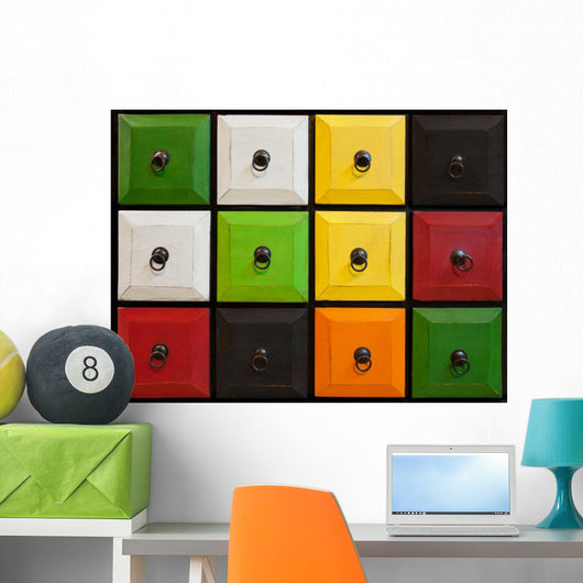 Colorful Closed Drawer Chambers Wall Mural
