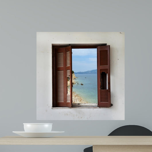Beach Landscape through Broken Wall Mural