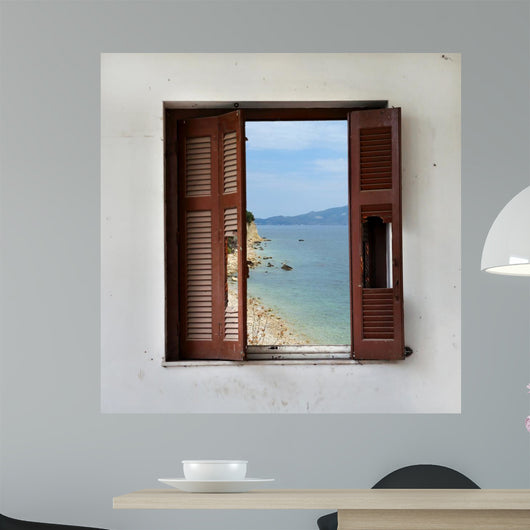 Beach Landscape through Broken Wall Mural