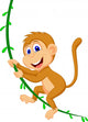 Cute monkey cartoon swinging Wall Decal
