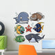 Vector illustration of Sea Animals Collection Wall Decal