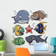 Vector illustration of Sea Animals Collection Wall Decal